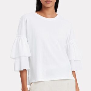 ATM | Mixed Media Ruffled Jersey Top